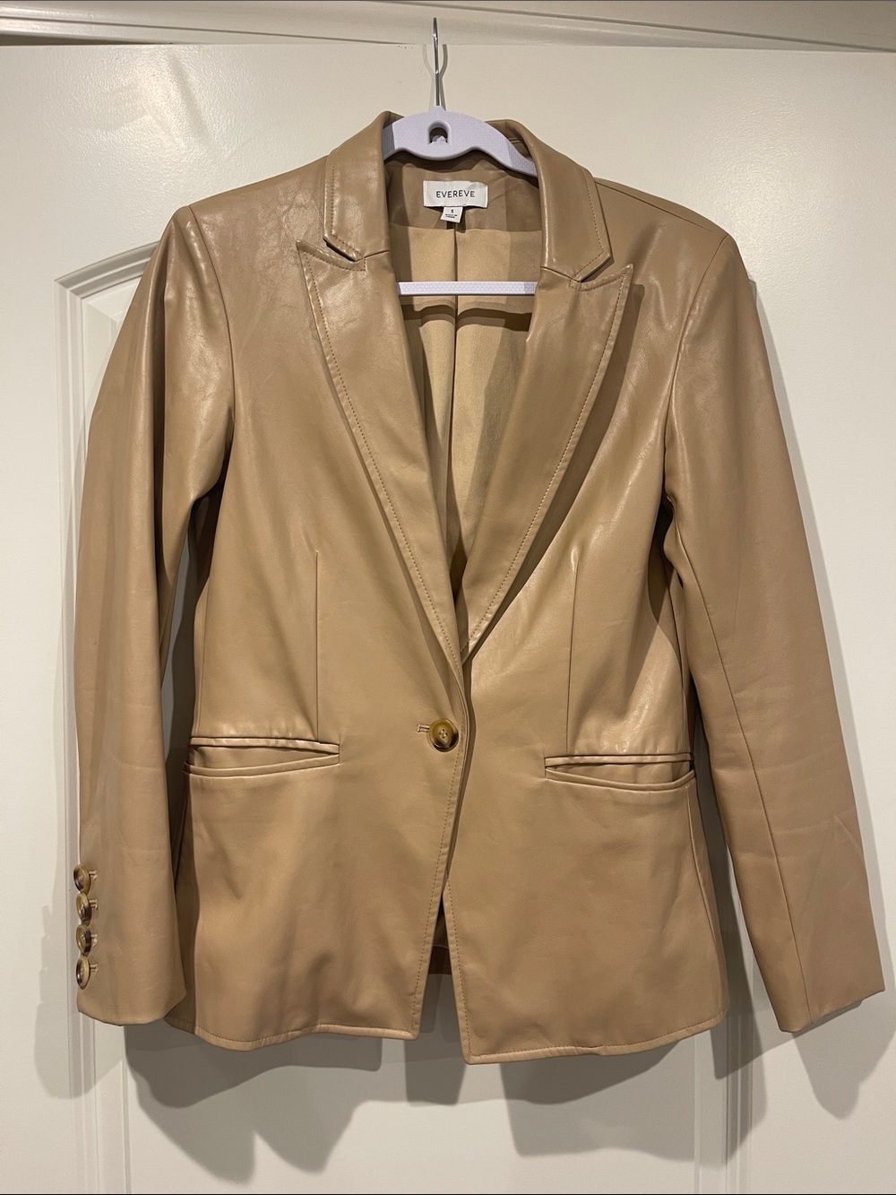 Evereve Beige Faux Leather Blazer Jacket